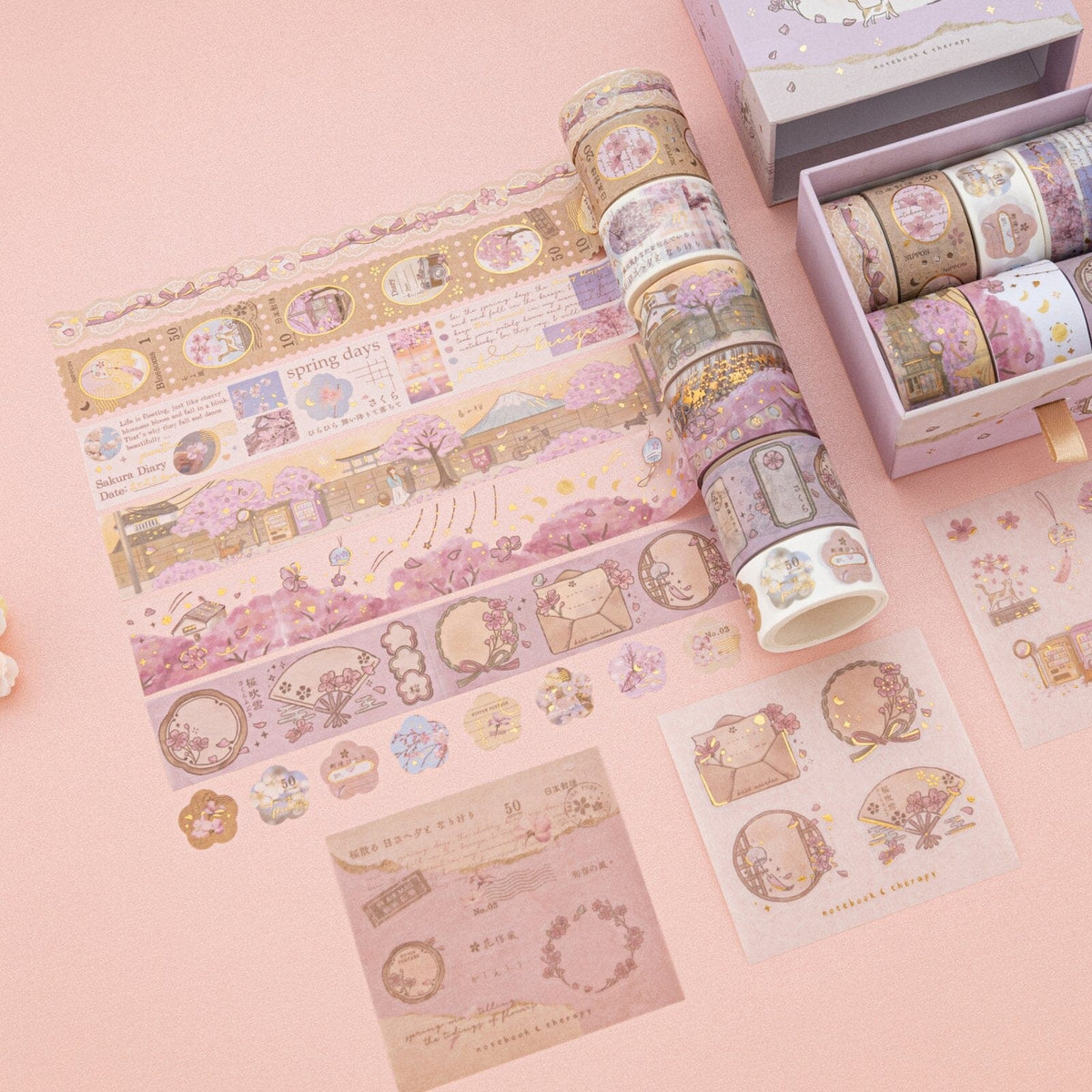Tsuki ‘Sakura Breeze’ Washi Tape Set ☾